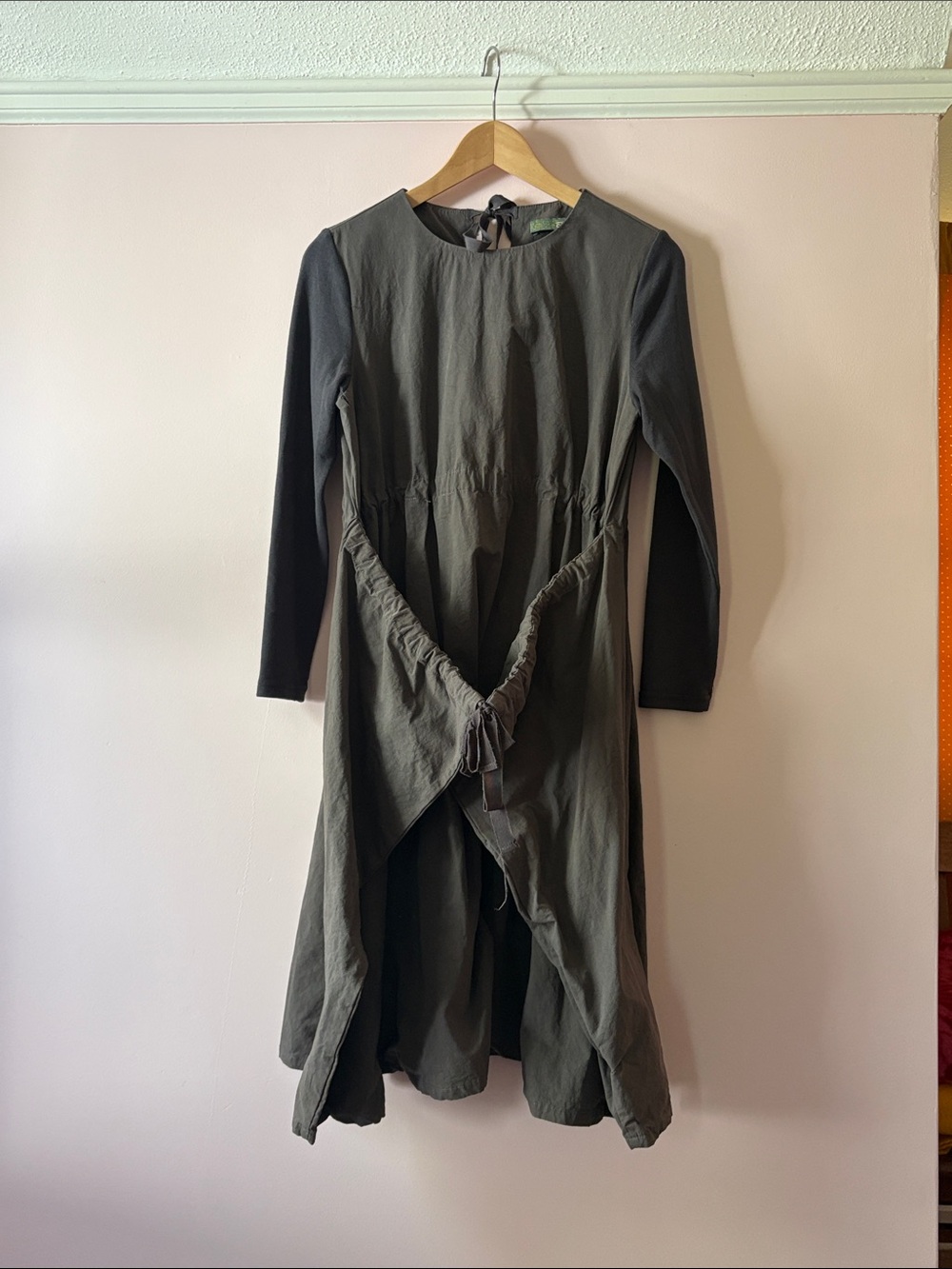 BOHEMIA Long Sleeve Dark Olive Green Utility Dress S